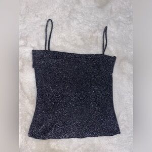 Vintage JOULE Black Tank Top with Silver Metallic Knit  Size M